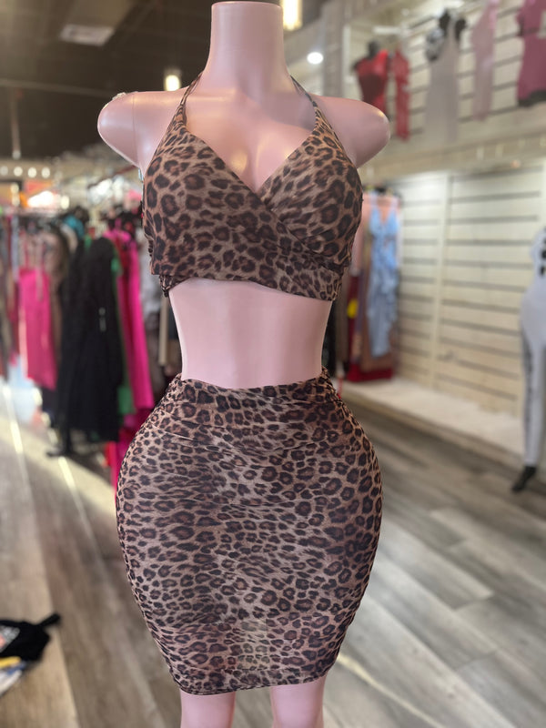 Sexy Leopard Skirt Set