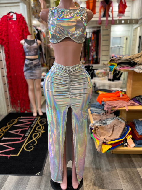 Metallic Skirt Maxi Set