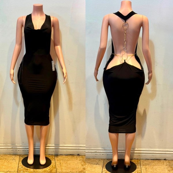 Back Chain Dress Black
