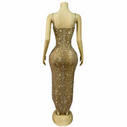 Gold Platted Diamonds Maxi Dress