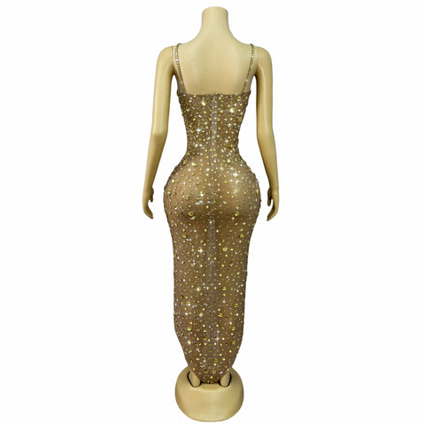 Gold Platted Diamonds Maxi Dress