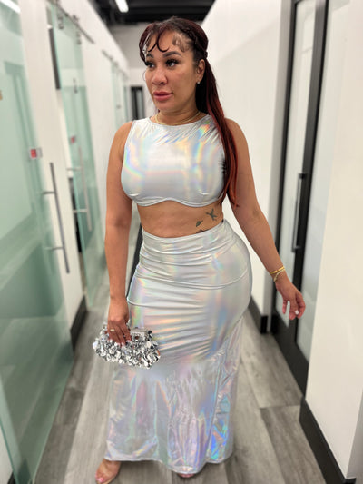 Metallic Skirt Maxi Set
