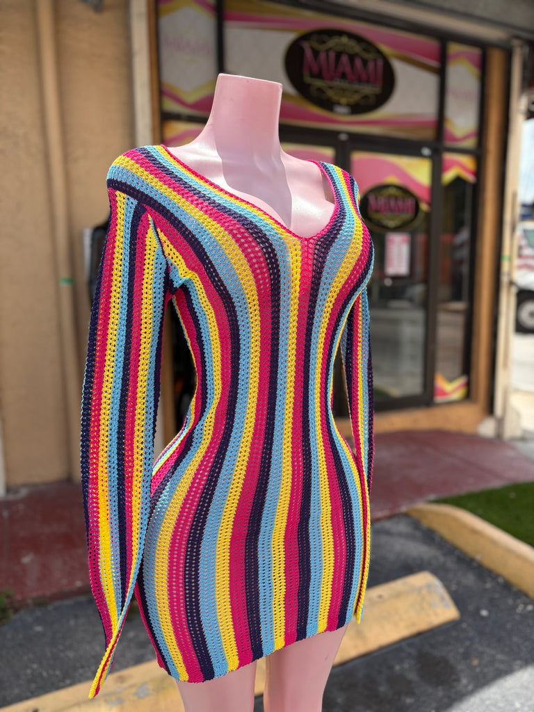 Colorful Long Sleeve Cover Up