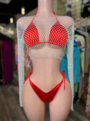 Long Sleeve Diamond Mesh Top