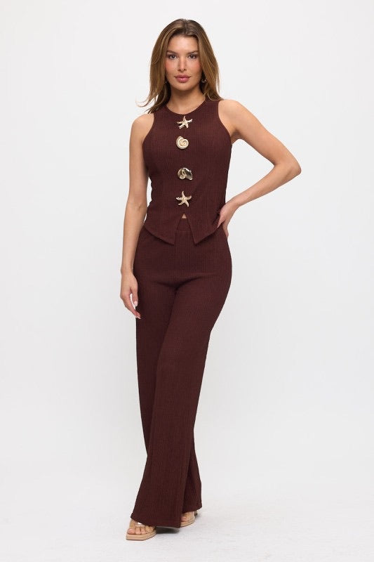 Chic Pant Set Brown