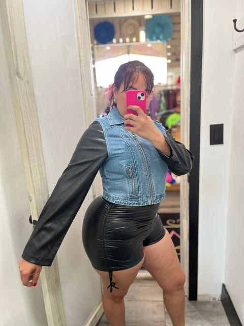 Scrunch Leather High Waist Short