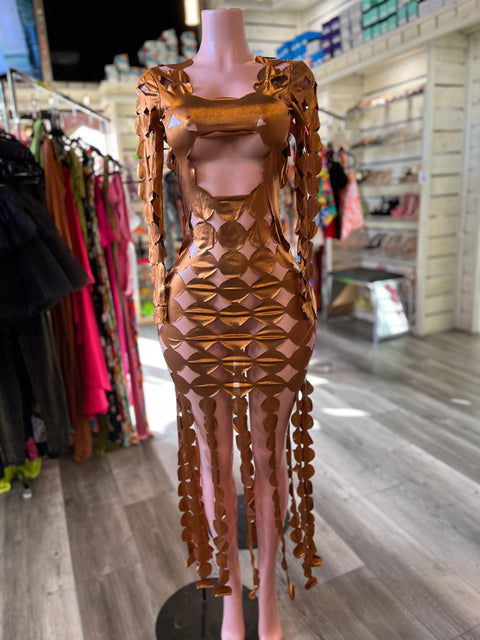 Metallic Cut Up Dress