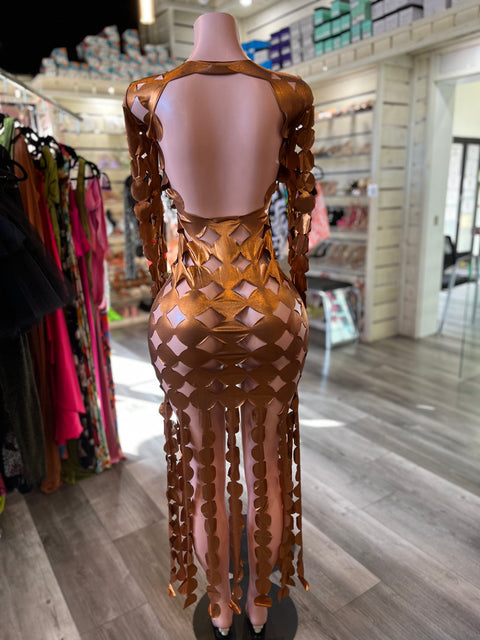 Metallic Cut Up Dress