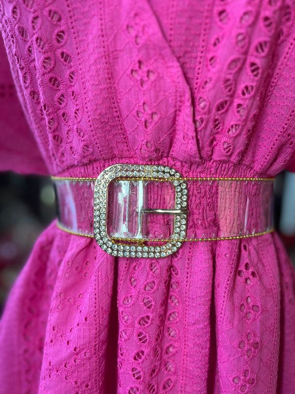 Clear Diamond Buckle Belt