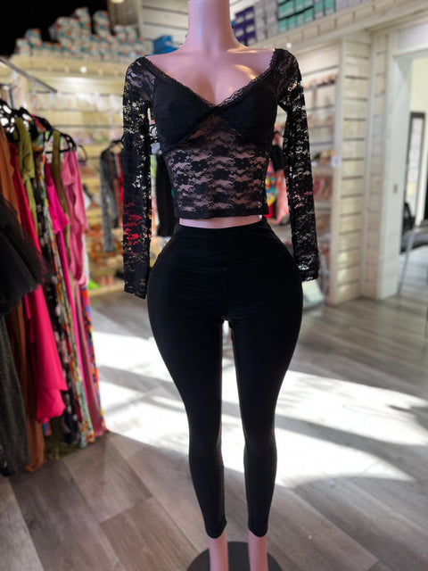 Mesh Long Sleeve Lace Top