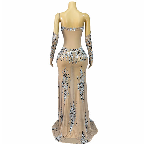 Mermaid Diamond Dress With Gloves