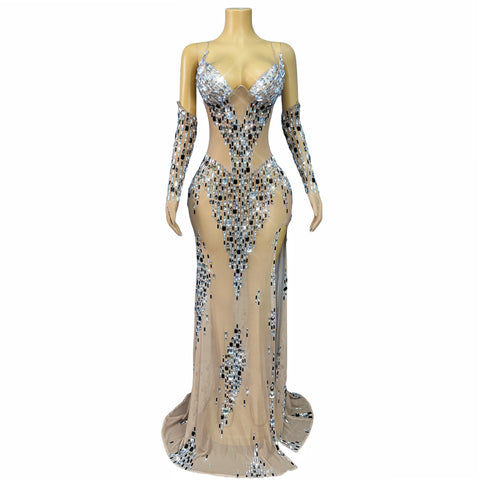 Mermaid Diamond Dress With Gloves
