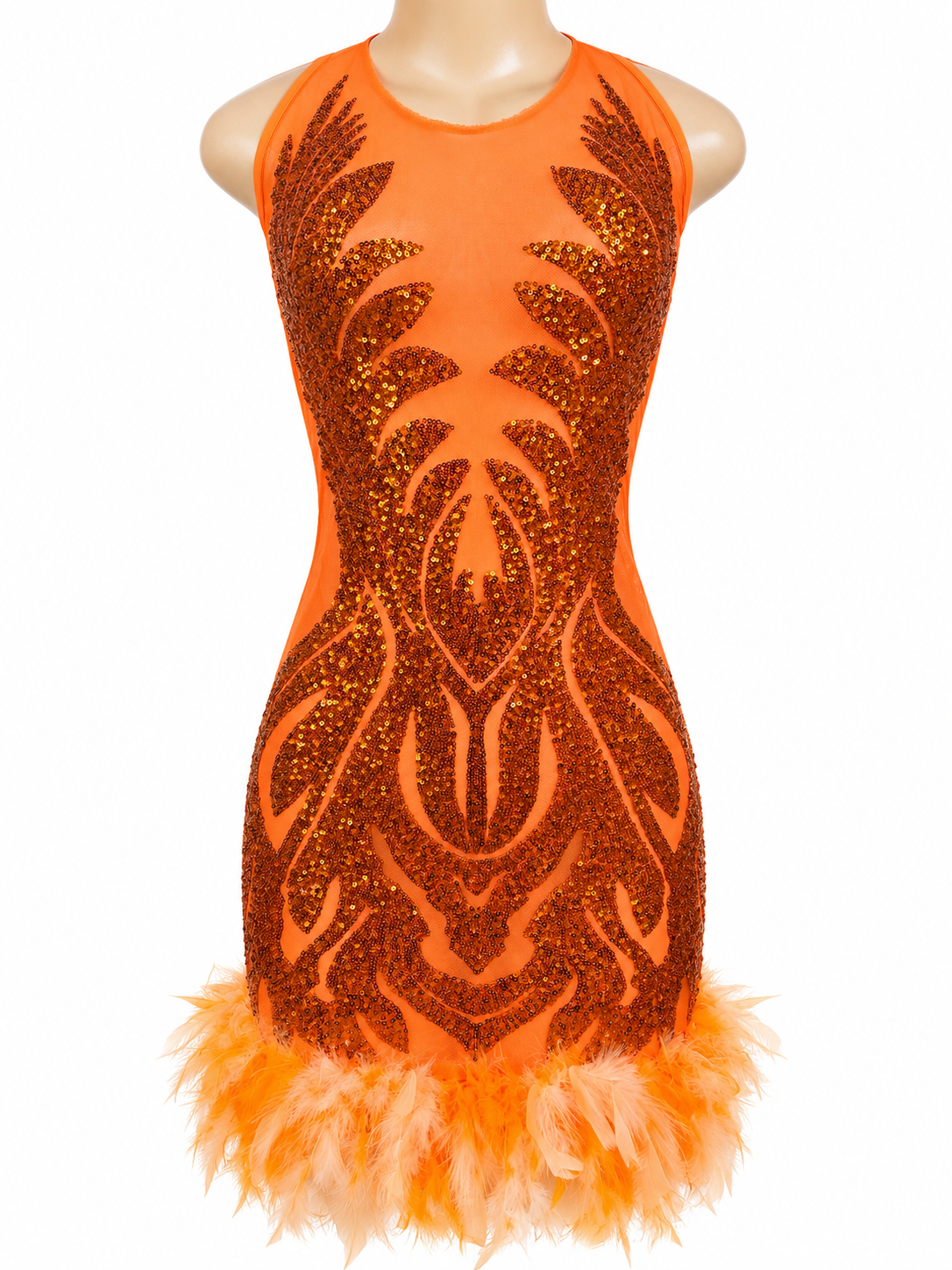 Orange Dress Feathers