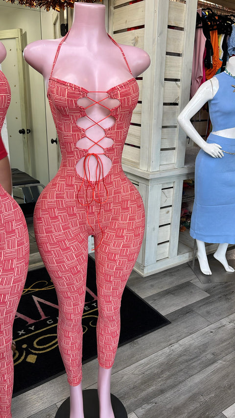 Cutesy Red Jumpsuit