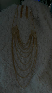 Multi Layer Gold Chain With Earrings
