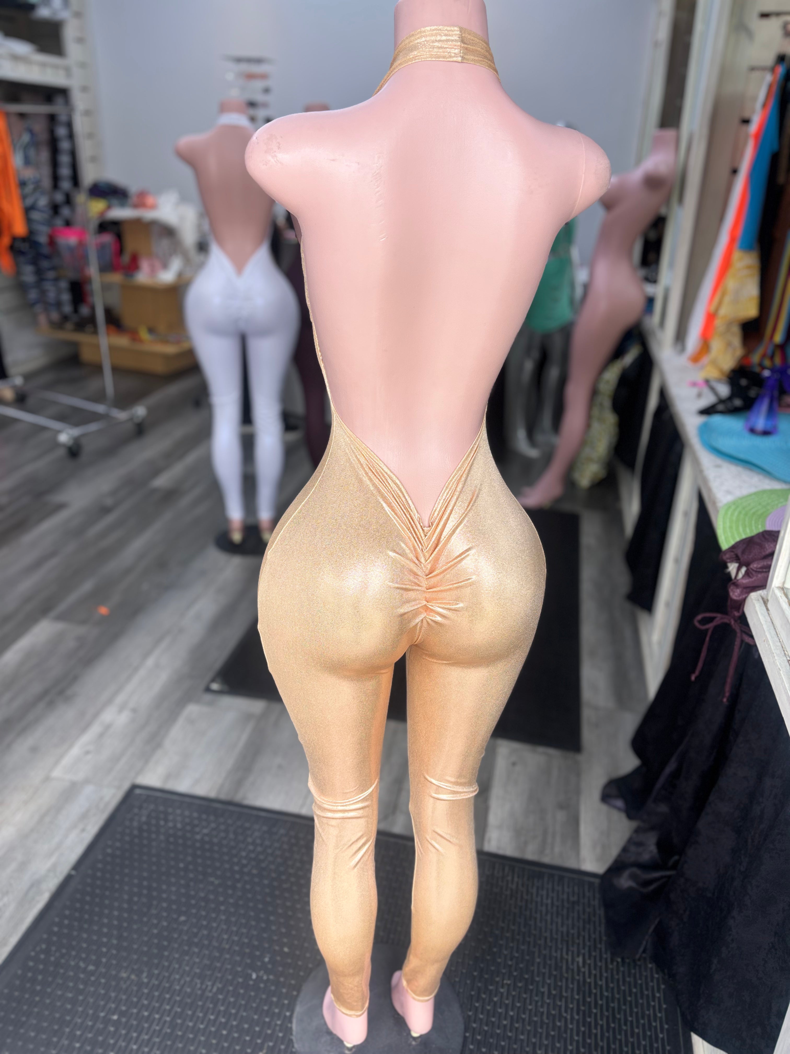 Champagne Deep U Jumpsuit