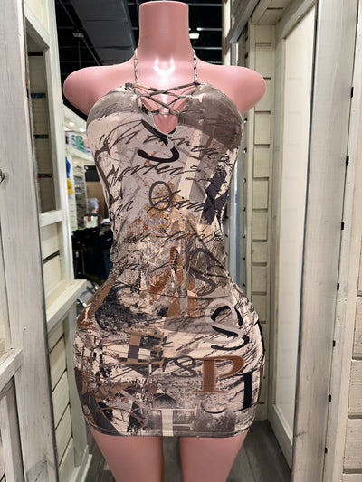 Tan Halter Dress