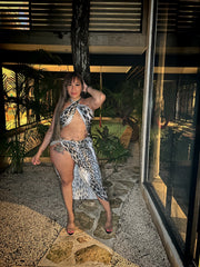 Snake Print Halter Dress