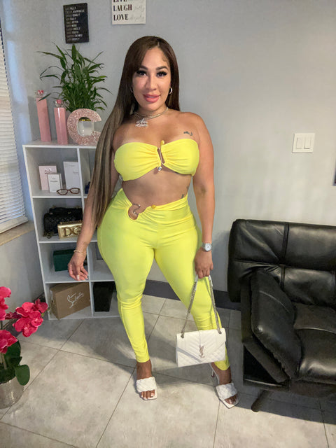 Yellow Bone Pant Set