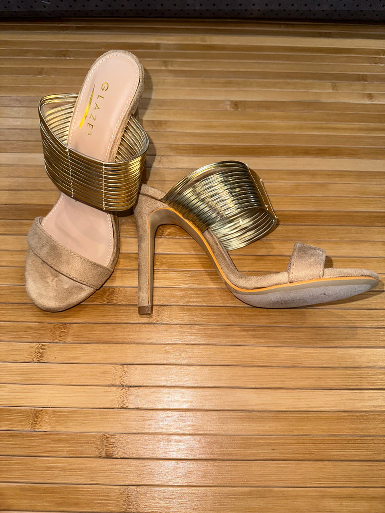 Gold Multi Strap Heels