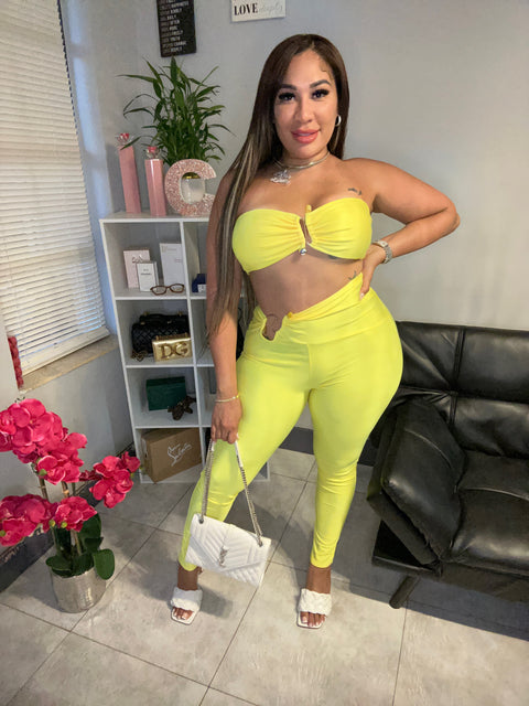 Yellow Bone Pant Set
