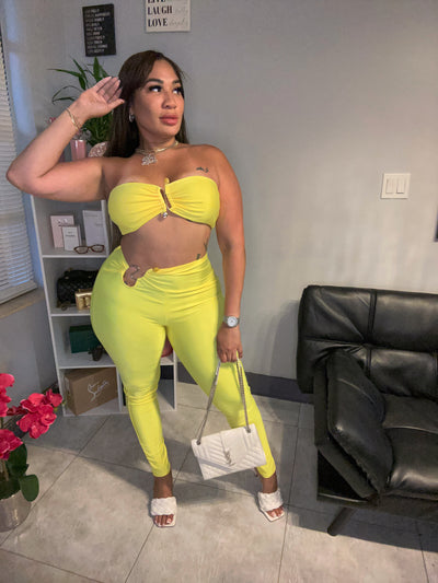 Yellow Bone Pant Set