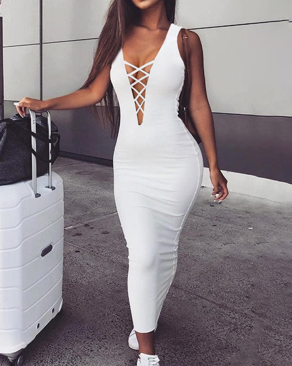 Hollow White Dress - Miami Sexy Closet