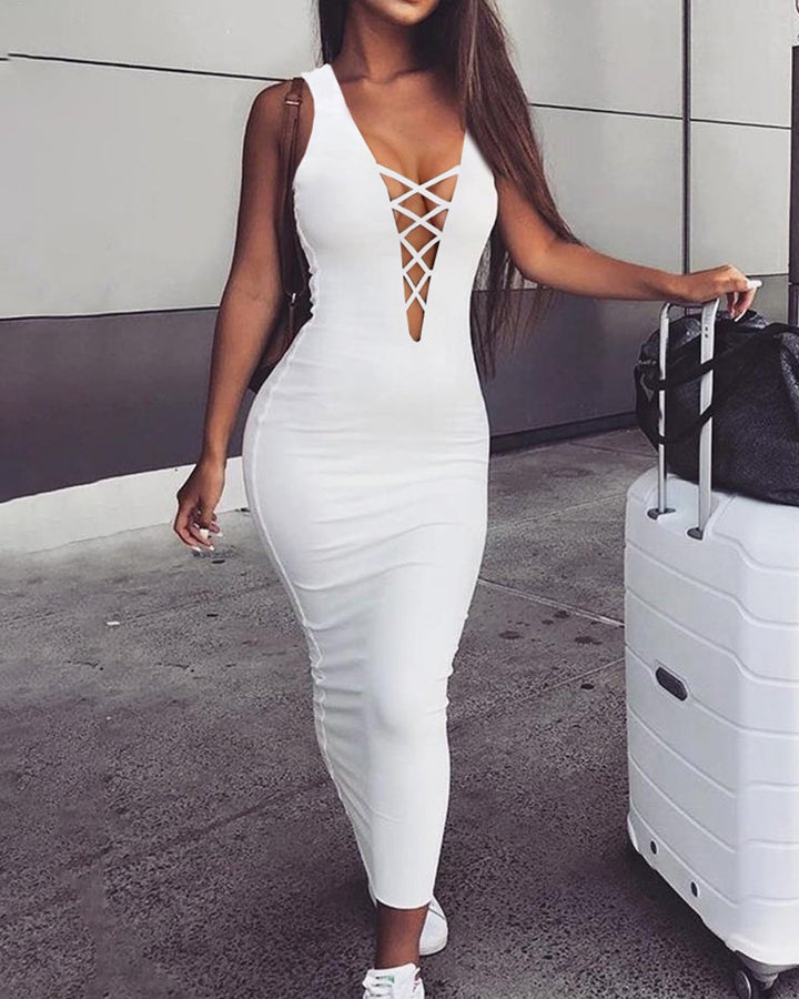 Hollow White Dress - Miami Sexy Closet