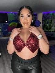 Sequin Butterfly Halter Top