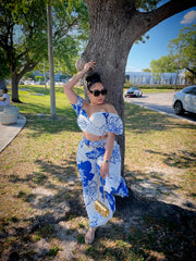 Blue Roses Skirt Set