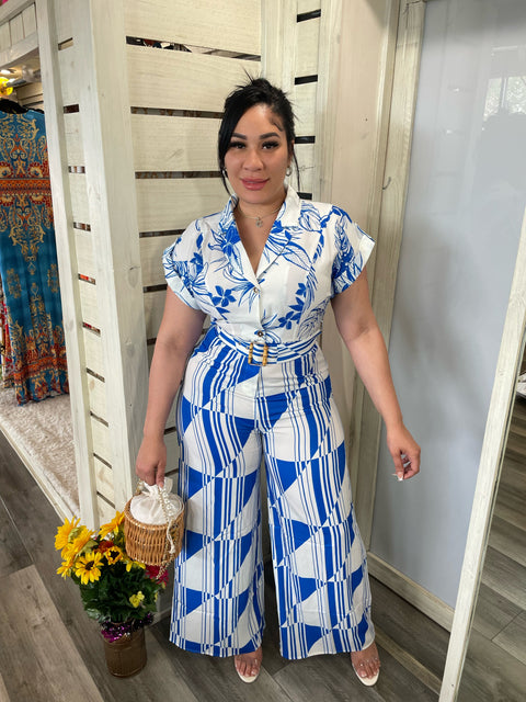 Blue Flower Jumpsuit