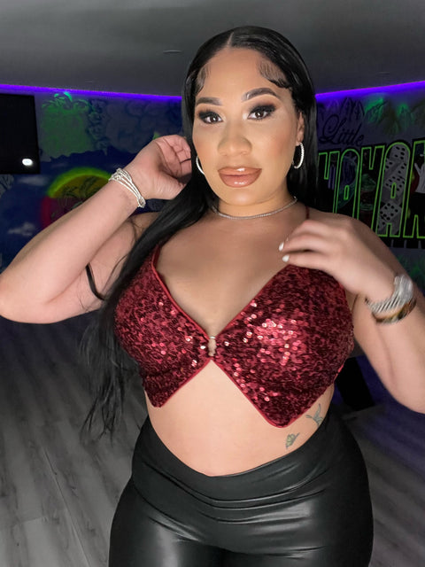 Sequin Butterfly Halter Top