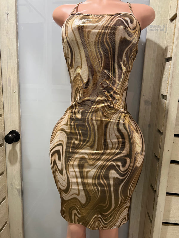 Shiny Brown Marble Dress