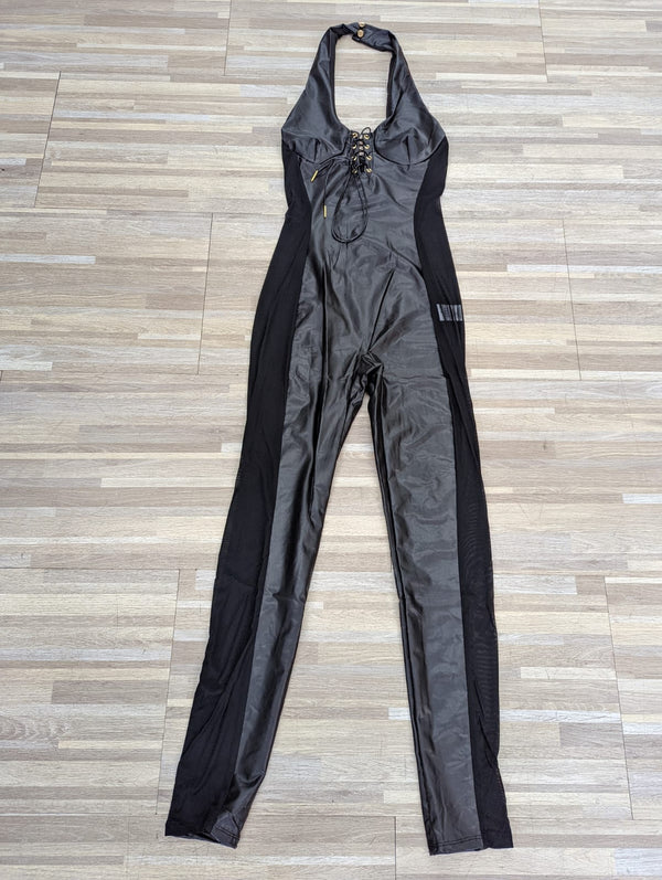 Leather and Mesh Jumpsuit