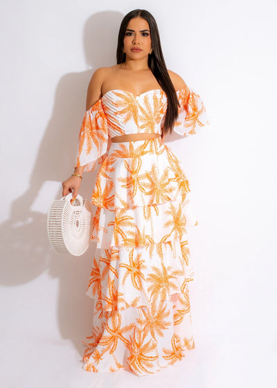 Floral Over The Shoulder Skirt Set