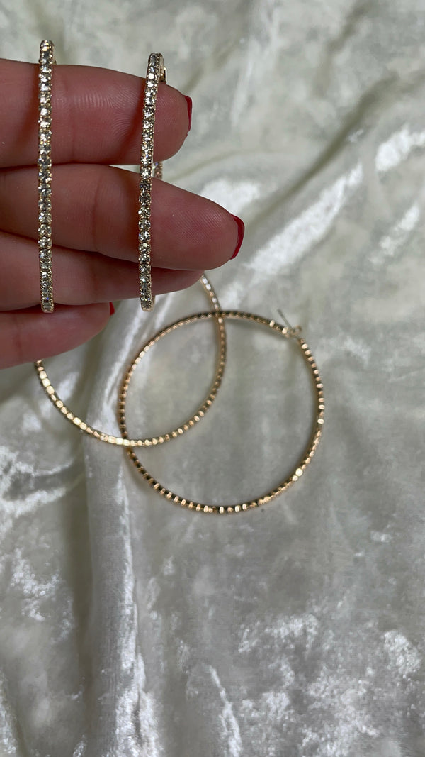 Gold Diamond Hoops