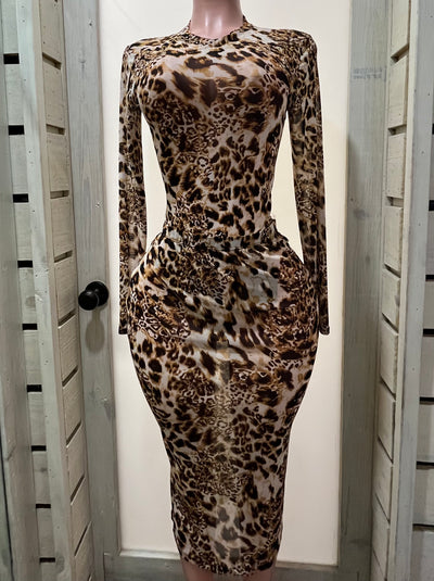 Cheetah Mesh Skirt Set