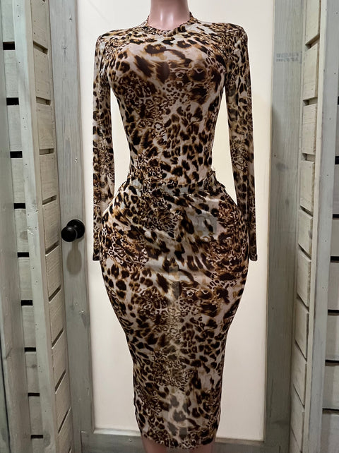 Cheetah Mesh Skirt Set