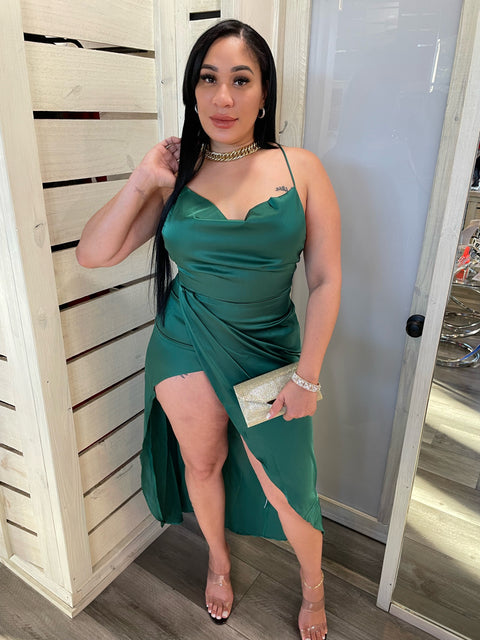 Satin High Rise Backless Dress