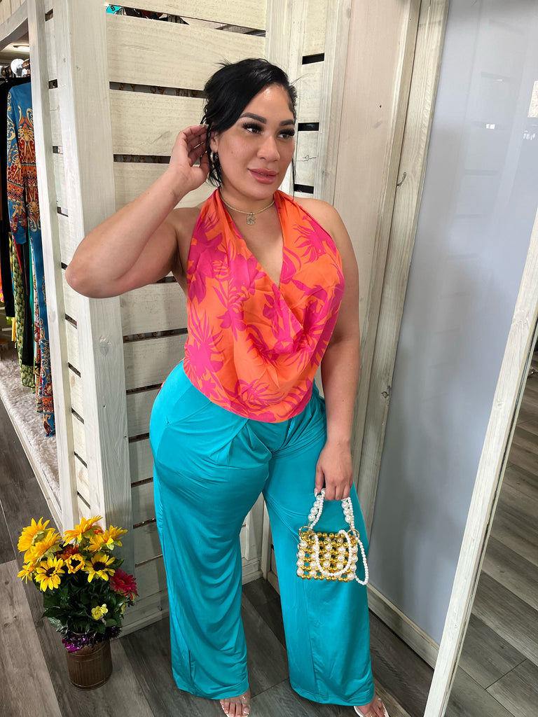Orange Swirl Tie Up Top
