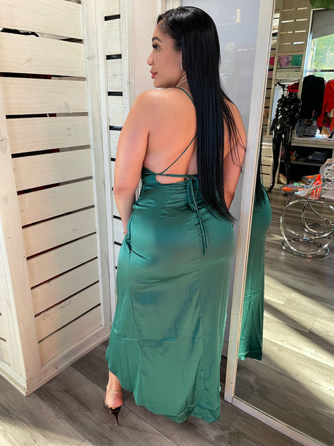 Satin High Rise Backless Dress