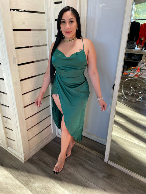 Satin High Rise Backless Dress
